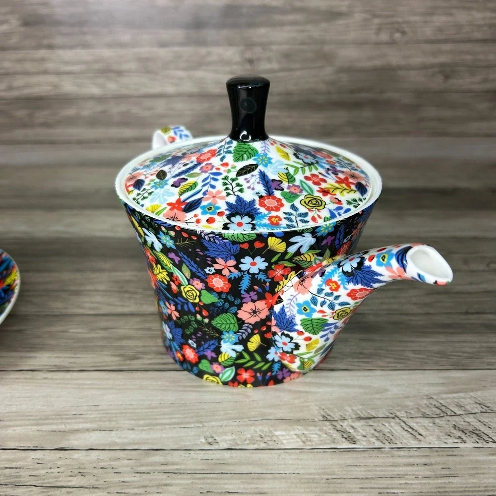 Stechcol Gracie Bone China Mad Hatter Whimsical Tea Set Cup Plate Floral Cottage